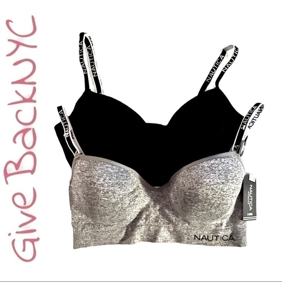 Nautica Intimates Hidden Wire Lounge Bras Black Gray 34C - Picture 1 of 3